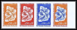 France N°1786 Journée Du Timbre 1974 Centre Tri Orleans Trial Color Proof Non Dentelé Imperf ** MNH Bande 4 Multicolore - 1971-1980