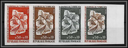 France N°1786 Journée Du Timbre 1974 Centre Tri Orleans Trial Color Proof Non Dentelé Imperf ** MNH Bande 4 Multicolore - Farbtests 1945-…