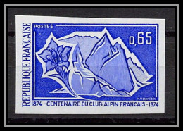 France N°1788 Club Alpin Français GENTIANE ET GLACIER 1974 Essai Trial Proof Non Dentelé ** Imperf - Essais De Couleur 1945-…