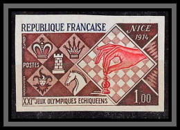 France N°1800 Jeux Olympiques échec Echecs Chess Nice 1974 Cote 155 Non Dentelé ** MNH (Imperforate) - Schach