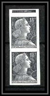 France N°1011A (1011 A) 18 F Marianne De Muller Paire Essai (trial Color Proof) Non Dentelé Imperf ** MNH - 1951-1960