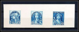 France Essai 1924 Jeanne D'Arc Non Adopté Epreuve D'artiste Artist Proof Bande De 3 - Essais, Non-émis & Vignettes Expérimentales