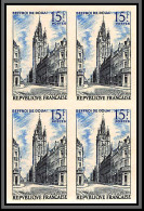 France N°1051 Beffroi De Douai Bloc De 4 Non Dentelé ** MNH Imperf Cote Maury 140 Euros - 1951-1960