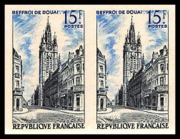 France N°1051 Beffroi De Douai Non Dentelé ** MNH Imperf Cote Maury Paire 70 Euros - 1951-1960