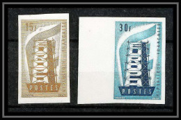 France N°1076/1077 Europa Essai (trial Color Proof) Non Dentelé Imperf ** MNH Cote 500 - 1951-1960