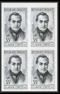 France N°1121 Auguste Comte Philosophe Ecrivain Writer Trial Color Proof Non Dentelé Imperf ** MNH Bloc 4 - Essais De Couleur 1945-…