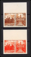 France N°1176 Jumelage Paris-Rome Hotels De Ville Essai Proof Non Dentelé Imperf ** MNH (Imperf) Bord De Feuille 1958 - Farbtests 1945-…