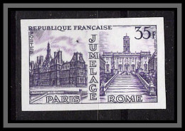 France N°1176 Jumelage Paris-Rome Hotels De Ville Essai Proof Non Dentelé Imperf Sans Gomme No Gum (*) 1958 - Farbtests 1945-…