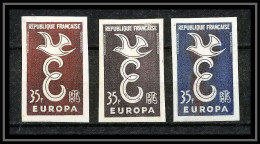 France N°1174 Europa 1958 Cote 232 Euros Essai (trial Color Proof) Non Dentelé Imperf ** MNH 3 Valeurs - Essais De Couleur 1945-…