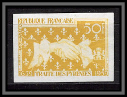 France N°1223 Traité Des Pyrénées Symbole Du Traité Essai Proof Non Dentelé Imperf Sans Gomme No Gum (*) 1959 - Essais De Couleur 1945-…