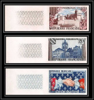 France N°1221/1223 Traité Des Pyrénées Non Dentelé Imperf ** MNH Cote Maury 110 Euros - 1951-1960