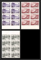 France N°1192/1194 Elysee / Evian Guadeloupe 1957 Non Dentelé ** MNH (Imperf) BLOC DE 8 RRR - 1951-1960