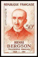 France N°1225 Philosophe Henri Bergson Ecrivain Writer Non Dentelé Imperf ** MNH  - Writers