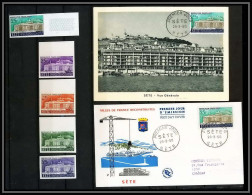 France N°1155 Villes Reconstruites. Sète 1958 Essai (trial Color Proof) + Non Dentelé Imperf ** MNH + Maximum - 1951-1960