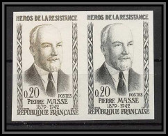 France N°1249 Héros De La Résistance 1960 Masse Guerre 1939/45 Paire Essai Proof) Non Dentelé Imperf ** - 1961-1970