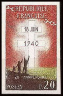 France N°1264 Appel Du Général De Gaulle Croix Non Dentelé ** MNH (Imperf) - 1961-1970