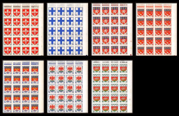 France N°1180 / 1186 Armoiries De Villes Non Dentelé ** MNH (Imperf) Bloc De 20 Cote 1860 ++(ref GV23) - 1951-1960