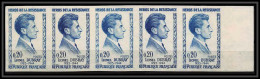 France N°1289 Héros De La Résistance Lionel Dubray Bande De 5 Essai Proof Non Dentelé Imperf ** MNH Strip 5 - Color Proofs 1945-…