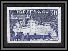 France N°1333 Remparts Illuminés De Vannes Morbihan Essai Proof Non Dentelé Imperf Sans Gomme No Gum (*) 1962 - Color Proofs 1945-…