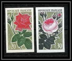 France N°1356 / 1357 Cote 140 Roses Fleurs (plants - Flowers) Non Dentelé ** MNH (Imperf) Cote 140 Euros - Rosen