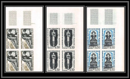 France N°1335/1337 Résistance Mont Valérien Vercors Sein Guerre 1939/45 Non Dentelé ** MNH Imperf Bloc 4 Cote 460 Euros - 1961-1970