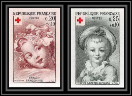 France N°1366/1367 Croix Rouge (red Cross) 1962 Non Dentelé ** MNH (Imperf) Fragonard Tableau (Painting) - Red Cross