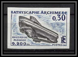 France N°1368 Bathyscaphe Archimède Non Dentelé ** MNH (Imperf) Bathyscaph Discount - U-Boote