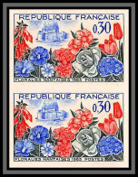 France N°1369 Floralies Nantaises Fleurs Flowers Roses Non Dentelé ** MNH (Imperf) Cote Maury 100 Euros Paire - 1961-1970