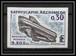 France N°1368 Bathyscaphe Archimède Non Dentelé ** MNH (Imperf) Bathyscaph Discount - 1961-1970