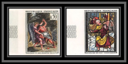 France N°1376/1377 Lutte De Jacob Avec L'Ange Delacroix Sainte Foy Conches Tableau Painting Non Dentelé Imperf Cote 250 - 1961-1970