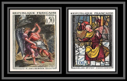 France N°1376/1377 Lutte De Jacob Avec L'Ange Delacroix Sainte Foy Conches Tableau Painting Non Dentelé Imperf Cote 250 - Other & Unclassified