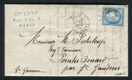Belle Lettre De Paris Pour Pointis Inard ( 1876 ) Avec Un N° 60 - Cachet Etoile 5 Bt Magenta - 1849-1876: Période Classique