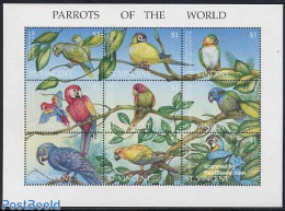 Saint Vincent 1995 Parrots 9v M/s, Mint NH, Nature - Birds - Parrots - St.Vincent (1979-...)