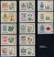 Canada 1964 Provincial Arms & Flowers 13v, Mint NH, History - Nature - Coat Of Arms - Dogs - Flowers & Plants - Roses - Ongebruikt