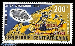 Central Africa 1970 Apollo 12 Overprint 1v, Mint NH, Transport - Space Exploration - Centrafricaine (République)