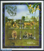 Congo Dem. Republic, (zaire) 1997 Lions 4v M/s, Mint NH, Nature - Various - Animals (others & Mixed) - Cat Family - Li.. - Rotary, Lions Club