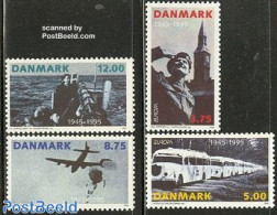 Denmark 1995 Peace & Freedom 4v, Mint NH, History - Religion - Transport - Europa (cept) - Militarism - World War II -.. - Ongebruikt