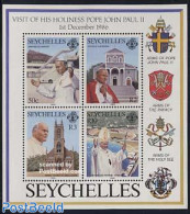 Seychelles 1986 Visit Of Pope John Paul II S/s, Mint NH, Religion - Churches, Temples, Mosques, Synagogues - Pope - Re.. - Eglises Et Cathédrales