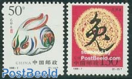China People’s Republic 1999 Year Of The Rabbit 2v, Mint NH, Nature - Various - Rabbits / Hares - New Year - Ongebruikt