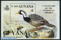 Guyana 1991 Discovery Of America, Birds S/s, Mint NH, Nature - Birds - Ducks - Guyane (1966-...)
