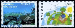 Monaco 2011 Energy & The Environment 2v, Mint NH, Nature - Various - Environment - Fish - Mills (Wind & Water) - Unused Stamps