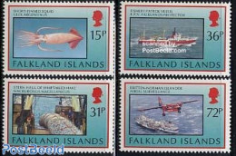 Falkland Islands 1993 Fishing 4v, Mint NH, Nature - Transport - Fishing - Aircraft & Aviation - Ships And Boats - Vissen