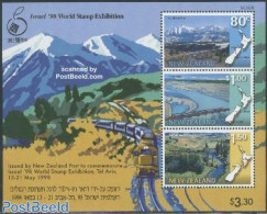 New Zealand 1998 Israel 98 S/s, Railways, Mint NH, Transport - Philately - Railways - Art - Bridges And Tunnels - Ungebraucht