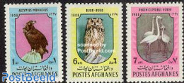 Afghanistan 1968 Birds 3v, Mint NH, Nature - Birds - Birds Of Prey - Owls - Flamingo - Afghanistan