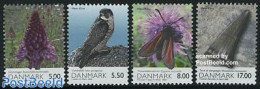 Denmark 2009 Nature 4v, Mint NH, Nature - Birds - Birds Of Prey - Flowers & Plants - Insects - Unused Stamps