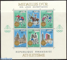 Rwanda 1968 Olympic Winners S/s /Jim Hines, Mint NH, Nature - Sport - Horses - Football - Olympic Games - Sport (other.. - Autres & Non Classés