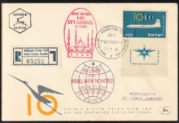 1959 Israel Lod - Istanbul First Flight By Israel Airlines Cover - Avions