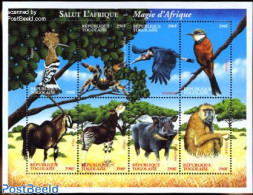 Togo 2000 African Fauna 8v M/s, Mint NH, Nature - Animals (others & Mixed) - Birds - Insects - Monkeys - Togo (1960-...)