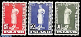 Iceland 1941 S. Sturluson 3v, Mint NH, Art - Authors - Sculpture - Neufs