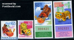 Japan 2009 Year Of The Tiger 4v, Mint NH, Nature - Various - Cat Family - New Year - Unused Stamps